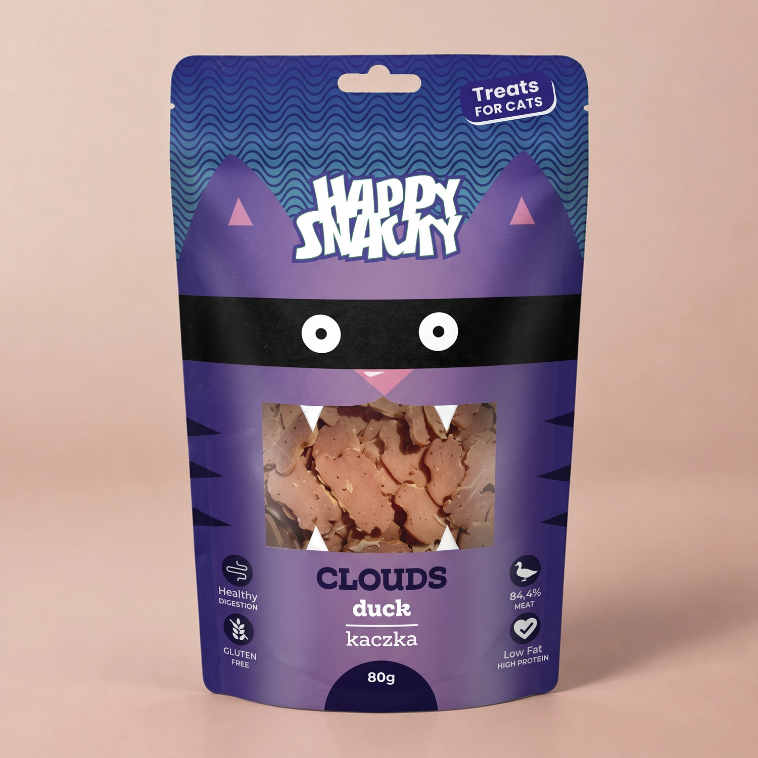Happy Snacky Chmurki z Kaczki – Naturalny przysmak dla kota 80g Happy Snacky Chmurki z kaczki naturalny przysmak dla kota 80g
