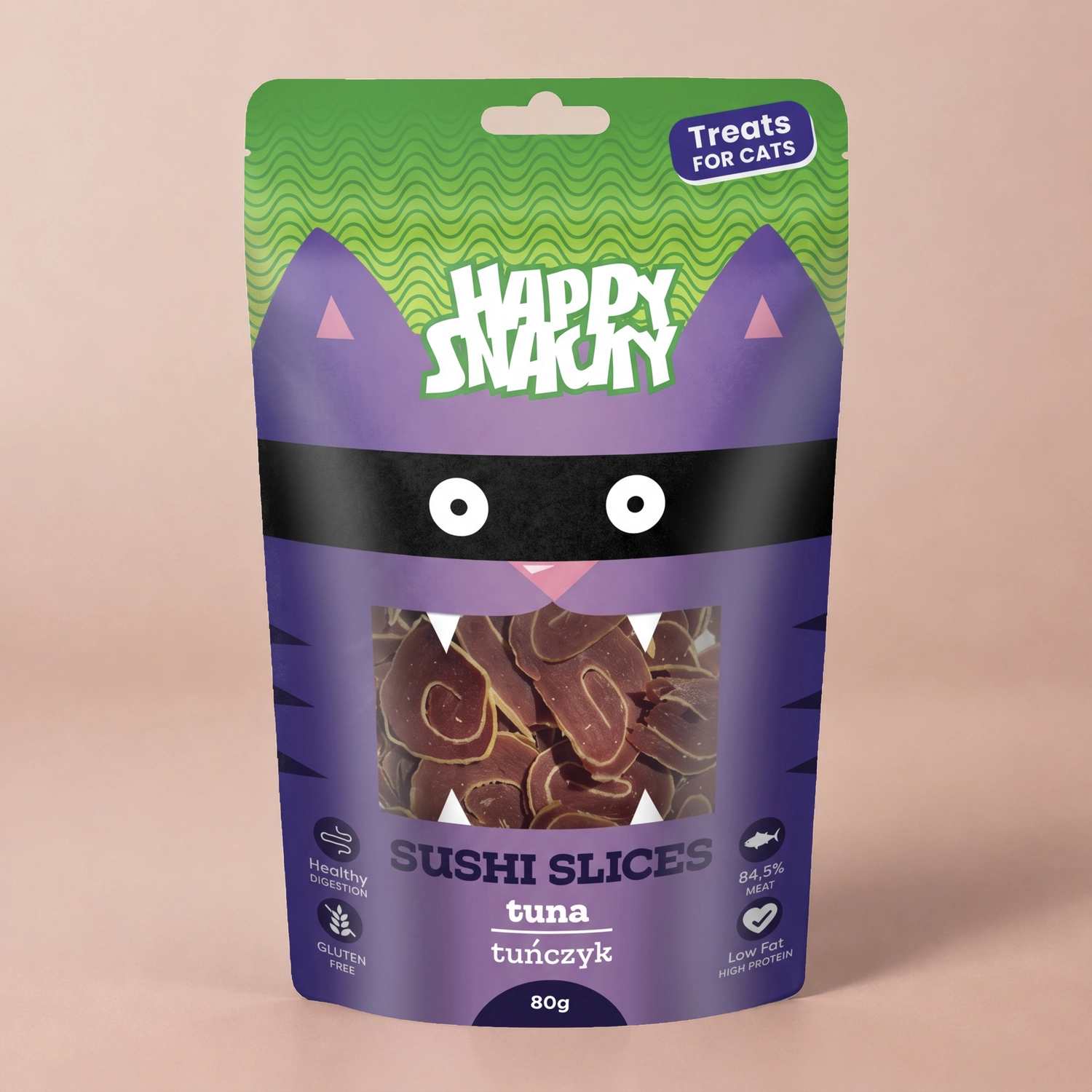Happy Snacky Plasterki Sushi z Tuńczyka – Naturalny przysmak dla kota 80g Happy Snacky Plasterki sushi z tuńczyka naturalny przysmak dla kota 80g