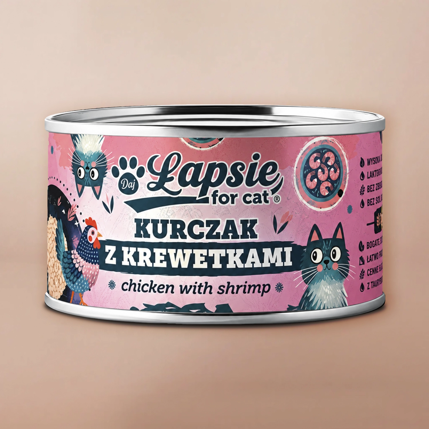 Łapsie filet z kurczaka w bulionie z krewetką mokra karma dla kota 80g