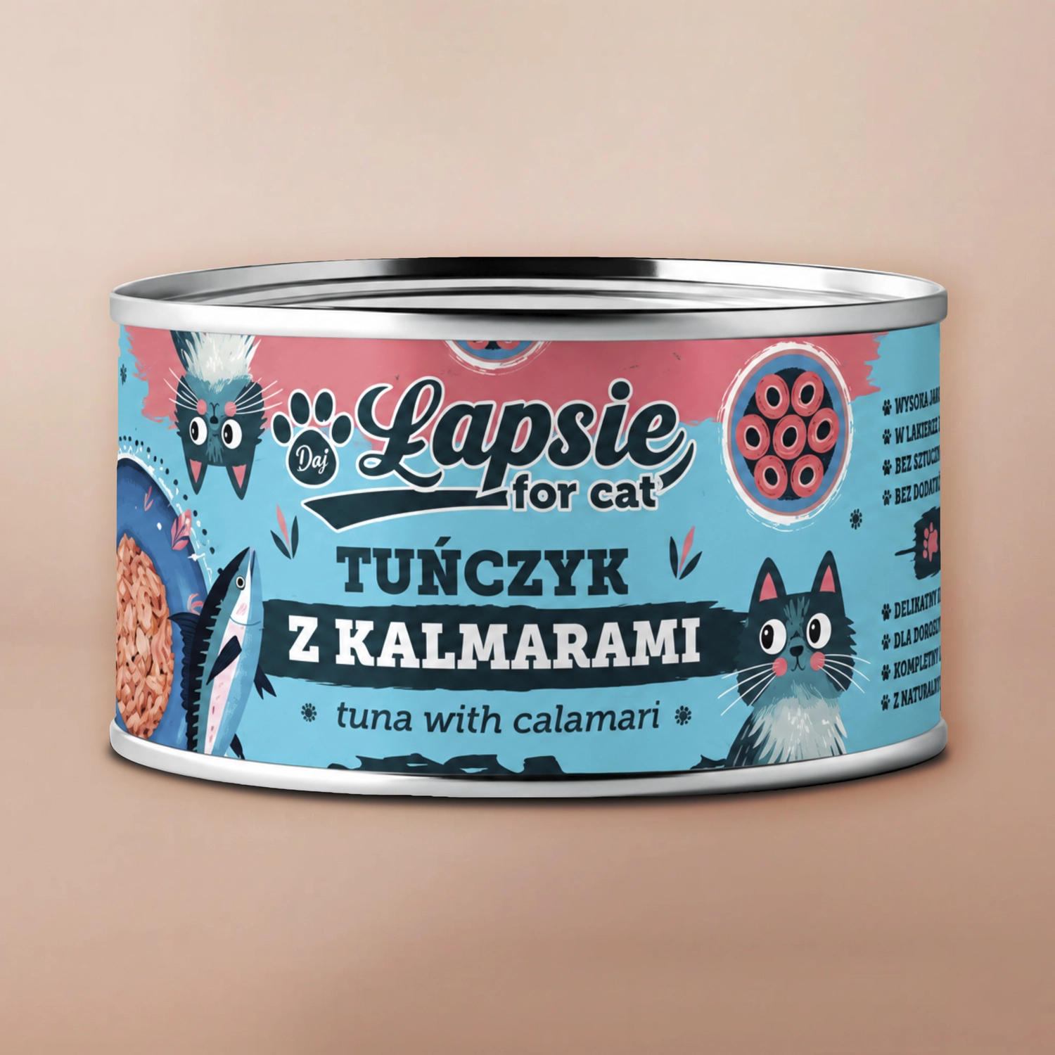 Łapsie filet z tuńczyka w bulionie z kalmarami mokra karma dla kota 80g