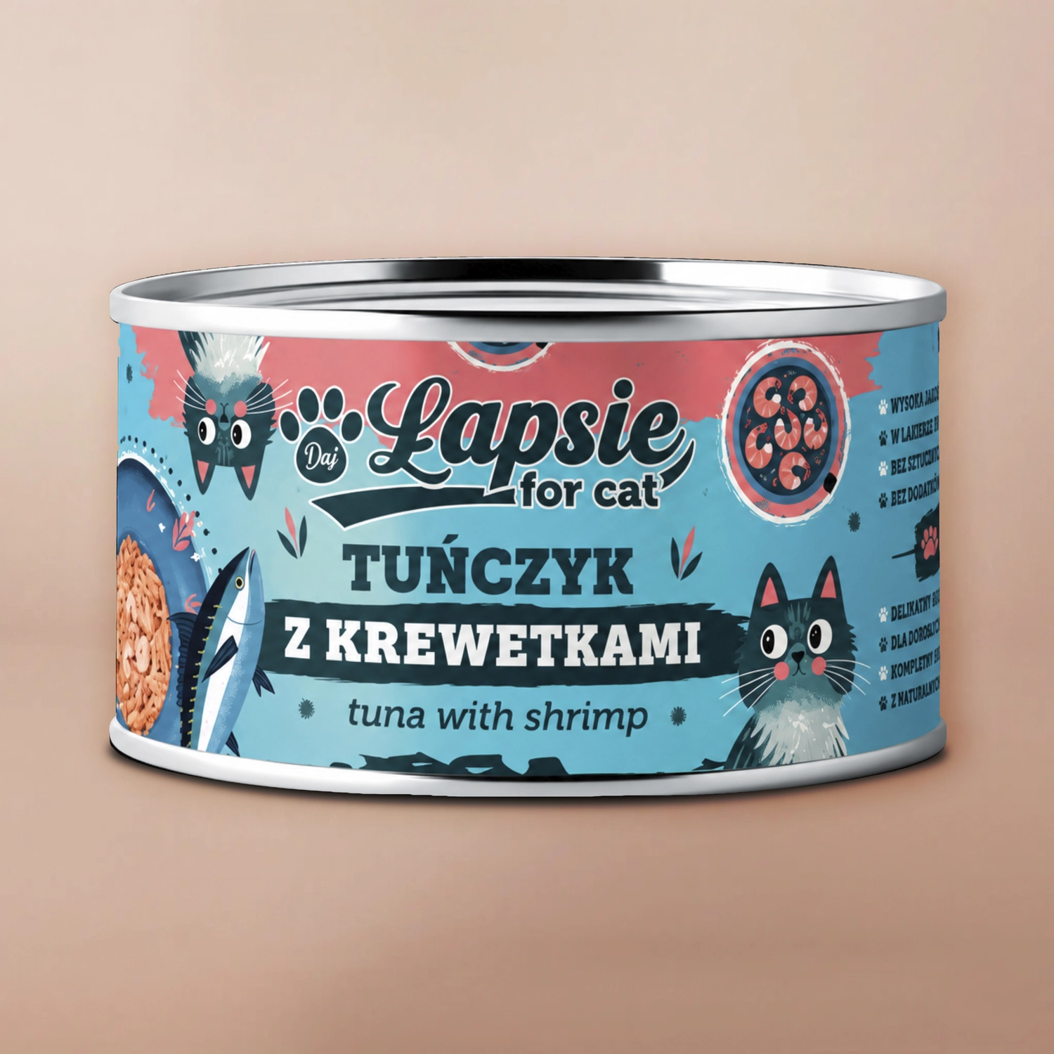 Łapsie filet z tuńczyka w bulionie z krewetką mokra karma dla kota 80g