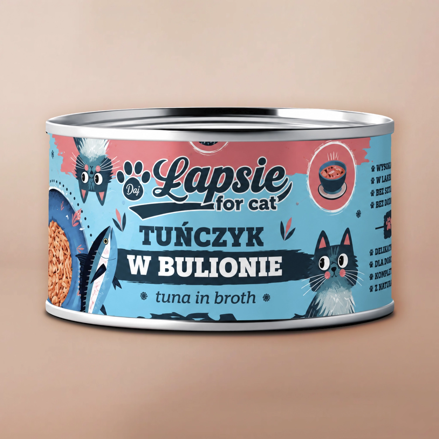 Łapsie filet z tuńczyka w bulionie mokra karma dla kota 80g