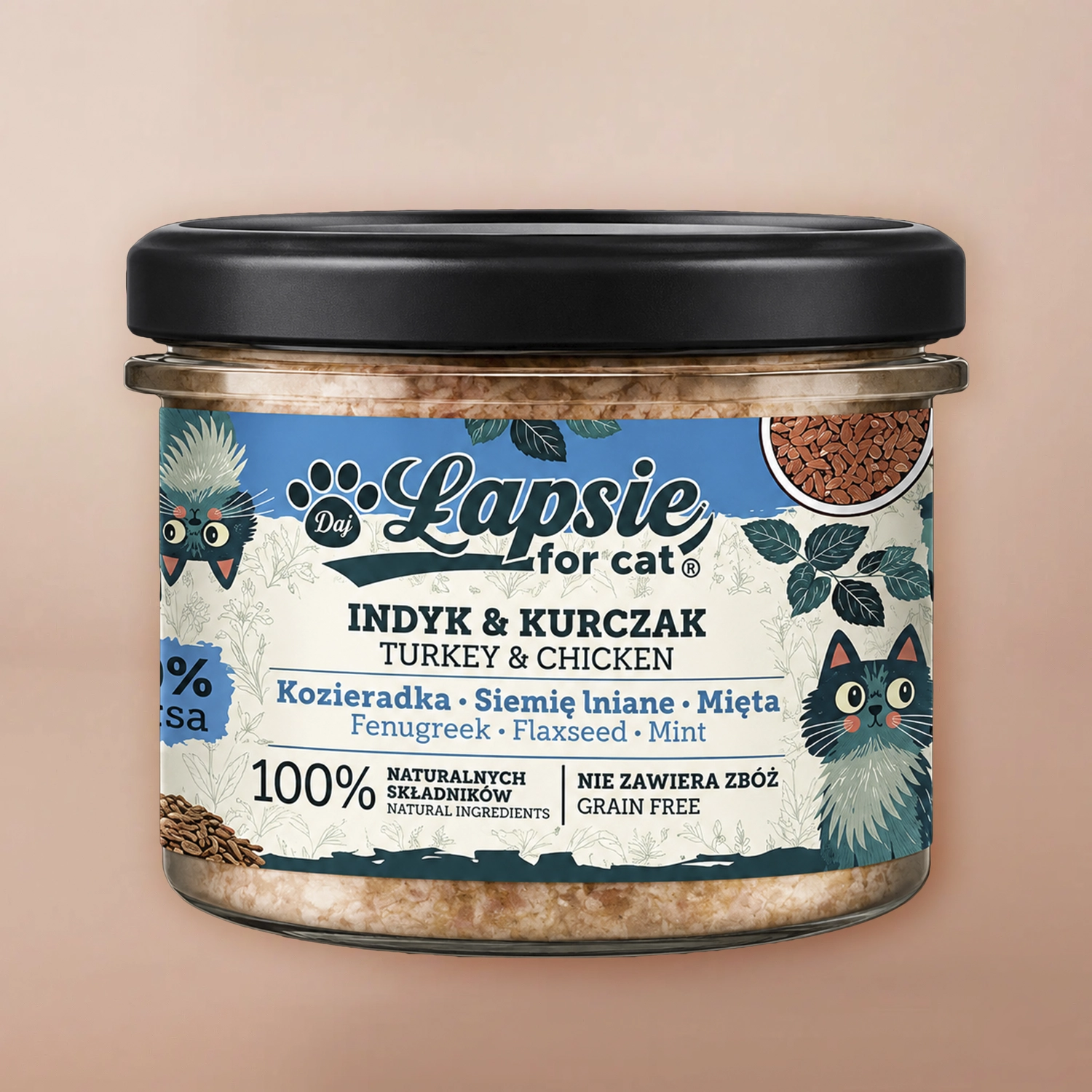 Łapsie karma mokra Superfood indyk i kurczak dla kota 200g
