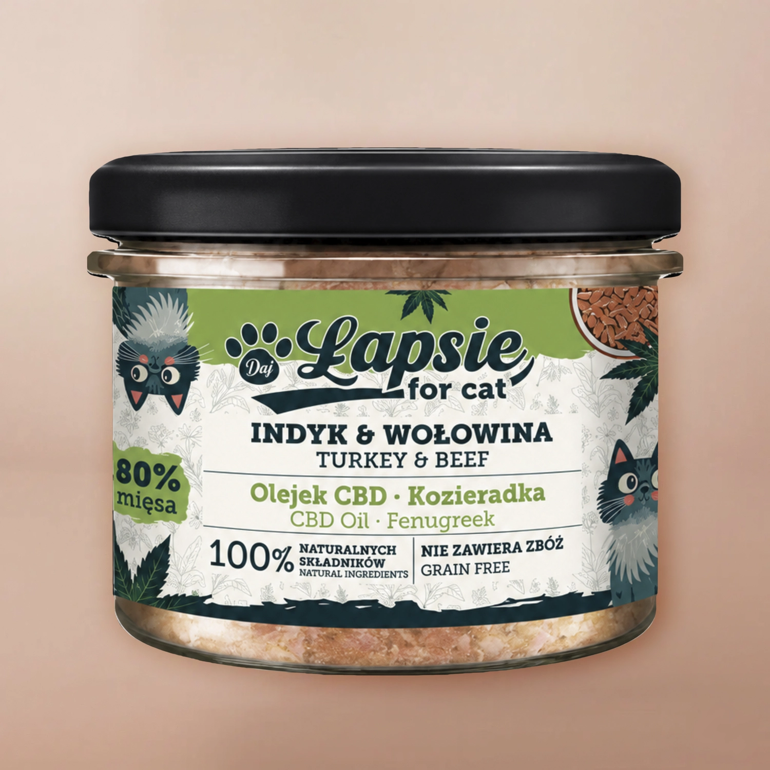 Łapsie karma mokra Superfood wołowina i indyk dla kota 200g