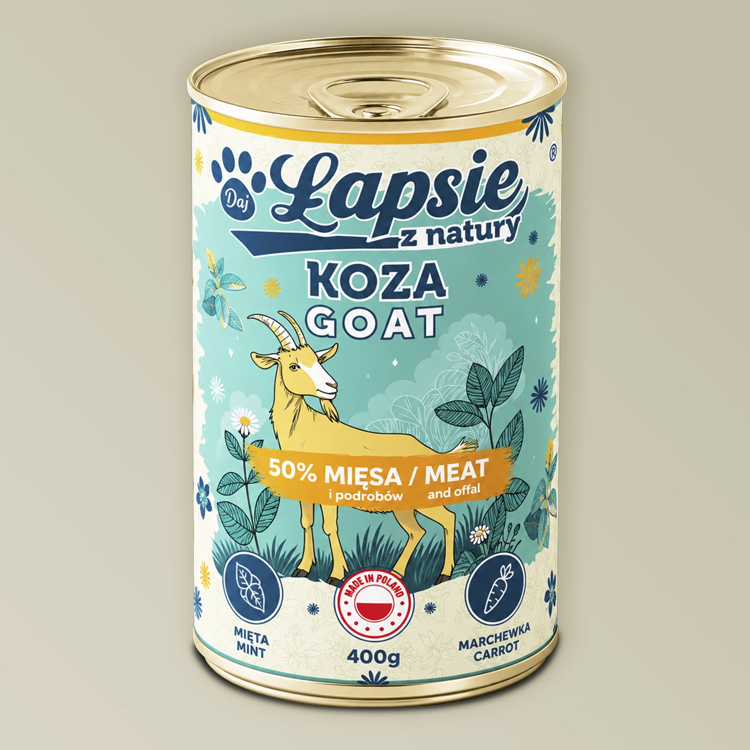 Łapsie z natury mokra karma koza z miętą dla psa 400g